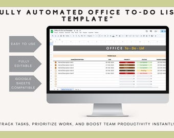 Bearbeitbare Office To-Do-Liste Vorlage: Google Sheets Aufgabenliste (Digital)