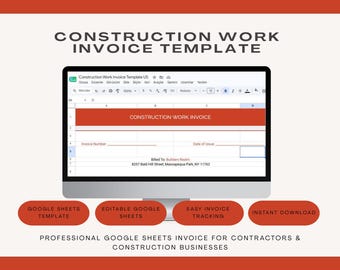 Construction Invoice Template | Google Sheets Contractor Billing Tracker (Digital Download)