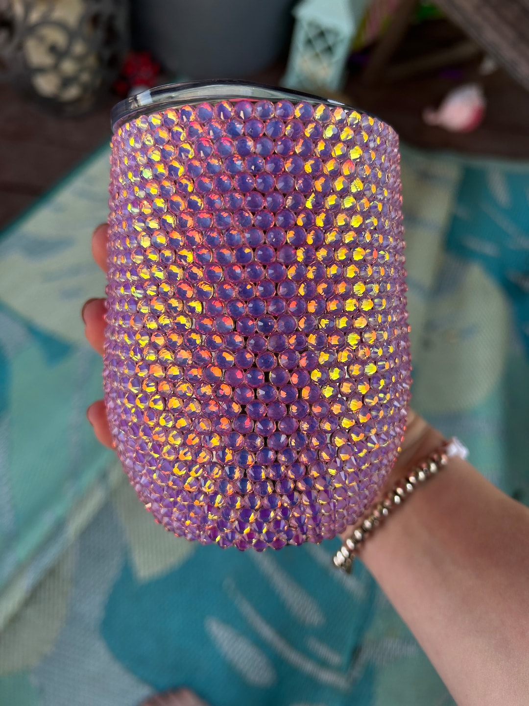 Luminous Opal Rose Rhinestone Wine Tumbler 12oz - Etsy