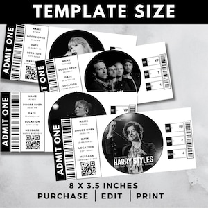 Editable Concert Ticket Template, DIY Event Ticket, Custom Concert ...