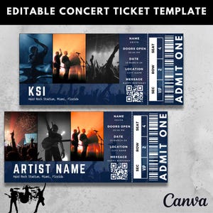 Modèle de billet de concert modifiable, talon de billet de concert surprise, cadeau d'anniversaire, talon de concert imprimable, billet d'événement bricolage personnalisé, cadeau pour elle