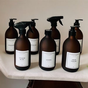 Bottiglia in vetro ambrato satinato - Bottiglia ricaricabile a zero sprechi - Distributore di sapone
