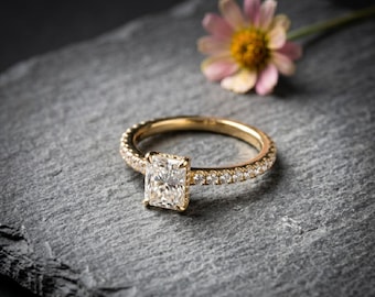 Radiant Cut Moissanite Engagement Ring, Solitaire Engagement Ring, Radiant Cut Engagement Ring, Radiant Cut Solitaire,Solitaire Promise Ring
