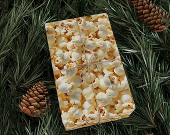 Funny Popcorn Wrapping Paper, Movie Night Gift Wrap.