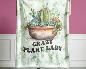 Crazy Plant Lady Blanket Funny Botanical Throw