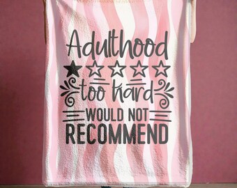 Funny Pink Blanket: Sarcastic Adulting Humor Throw.