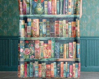 Couverture pour bibliothèque à fleurs • Jeté confortable pour amoureux des livres.