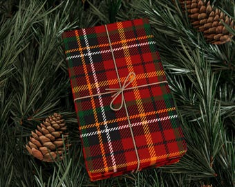 Classic Red Tartan Plaid Christmas Wrapping Paper Traditional Holiday Gift Wrap Rustic Winter Pattern Timeless Festive Gift Paper
