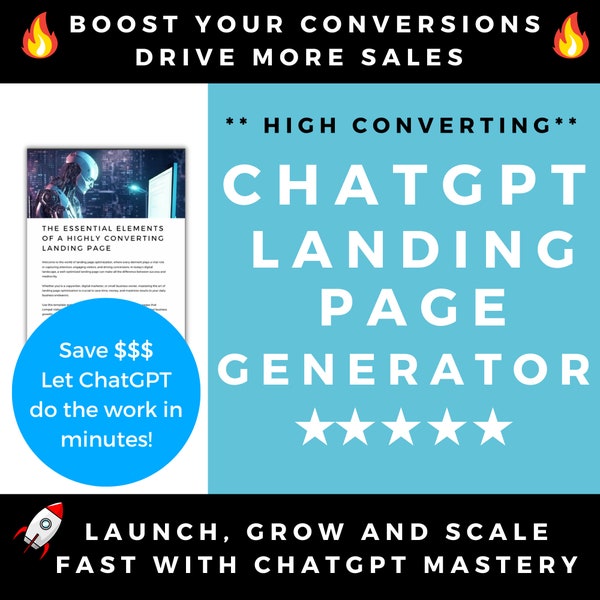 Landing Page Templat ChatGPT Marketers Prompts Canva and Website LandingPage Template, Coaching and Funnel Landing Page Sale Landing Page
