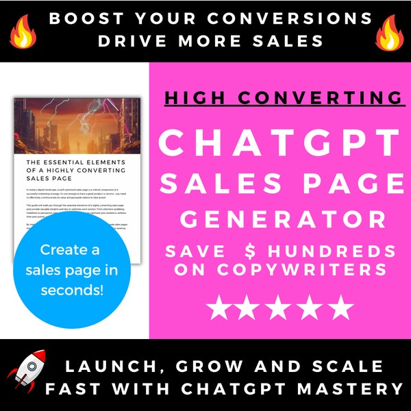 Salespage Template ChatGPT Marketers Prompts, Landing Page Templat, Canvas Course Sales Page Coaching ChatGPT Prompt Generation Productivity