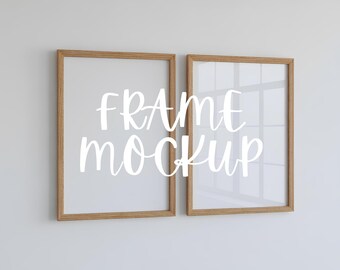 Vertical Two Frame Mockup: Minimalist Dual Framed Template, Smart Object (JPG & PSD Digital Download)