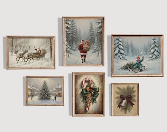 Christmas Wallarts Set of 6 : Winter Print Set, Xmas Home Decor, Holiday Gallery Bundle