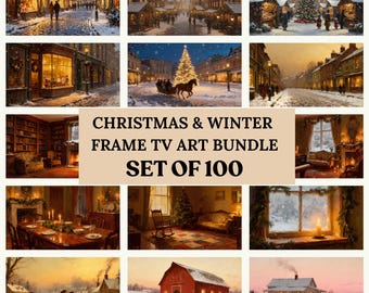 Vintage Christmas Frame TV Bundle: Winter MEGA Bundle, Rustic Home Decor (Digital Download)