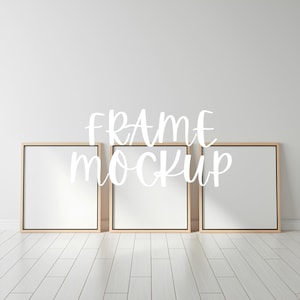 Three Frame Mockups : 3-Framed Mockup Template, Home Interior Scene ( JPG & PSD Digital Download )