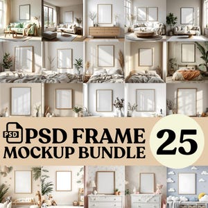 Frame Mockup Set of 25: Minimalistic Frame Template Collection ( JPG & PSD Digital Download )