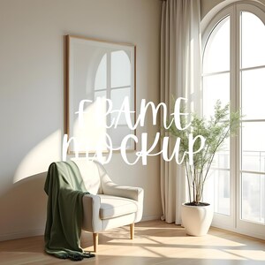 Vertical Frame Mockup : Home Interior Scene, Minimalist Portrait Frame Template ( JPG & PSD Digital Download )