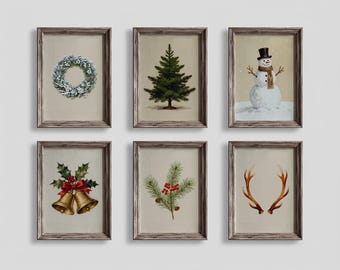 Christmas Wallarts Set : Winter Print Set of 6, Xmas Home Decor, Holiday Gallery Bundle