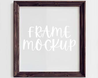 Vintage Square Frame Mockup: 1x1 Minimalist Single Frame Template, PSD Smart Object ( Digital Download )
