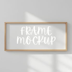 Horizontal Frame Mockup: 2x1 Minimalist Wood Frame, Home Interior Scene (PSD & JPG Digital Download)