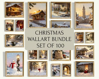 Christmas Wallarts Set of 100 : Winter Print Set, Xmas Home Decor, Holiday Gallery Bundle