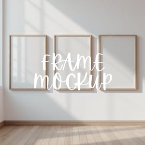 Three Frame Mockup : Home Interior Scene, Minimalist Portrait 3-Frame Template ( JPG & PSD Digital Download )