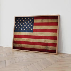 American Flag Vintage Art Print: Patriotic 4th of July Decor (Digital Download)