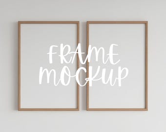 Vertical Two Frame Mockup: Minimalist Dual Framed Template, Smart Object (JPG & PSD Digital Download)