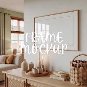 Horizontal Frame Mockup: Minimalist Landscape Frame Template, Smart Object (JPG & PSD Digital Download)