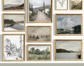 Vintage Landscape Print Set of 10, French Country Gallery Wall, Home Decor (Digital Download)