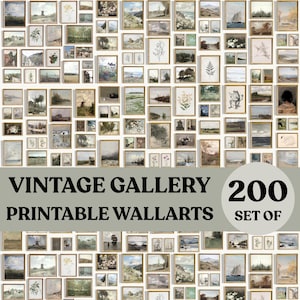 Vintage boerderijgalerij muurkunstset: 200 Franse landafdrukken (digitale download)