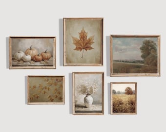 Herfstgalerij muurkunstset: rustiek herfstdecor, humeurige aardse prints (digitale download)