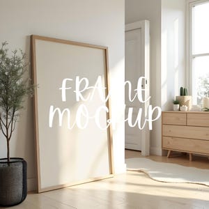 Vertical Frame Mockup : Home Interior Scene, Minimalist Portrait Frame Template ( JPG & PSD Digital Download )