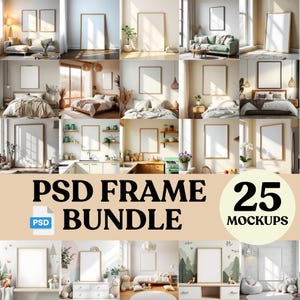 Frame Mockup Set of 25: Minimalistic Frame Template Collection ( JPG & PSD Digital Download )