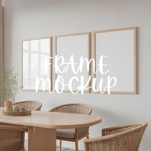 Three Frame Mockup: Home Interior Scene, 3-Framed Mockup Display, (JPG & PSD Digital Download)