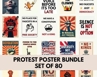 Anti-Trump Protest Sign: No Kings in America, Political Rally Art (Digital Download)