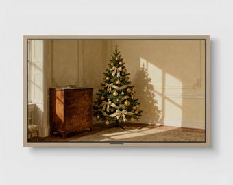 Christmas Tree Frame Tv art, Festive Holiday Wall art, Winter landscape artwork ( DIGITAL DOWNLOAD )