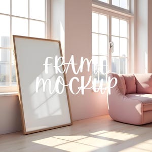 Wood frame mockup, Minimalist Frame Mockup 5:7 ratio, PSD Smart Object, Simple Portrait Digital Frame Template, Styled stock photo Photoshop