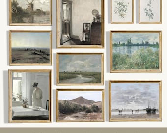 Vintage Farmhouse Gallery Wall Art Set: French Country Prints (Digital Download, Set of 10)