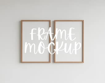 Vertical Two Frame Mockup: Minimalist Dual Frame Template, Smart Object (JPG & PSD Digital Download)