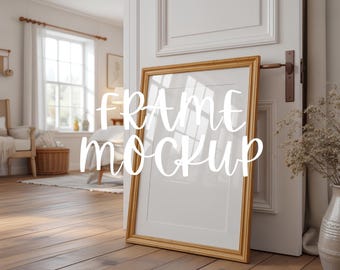 Vertical Frame Mockup: Minimalist Single Frame Template, Smart Object (JPG & PSD Digital Download)