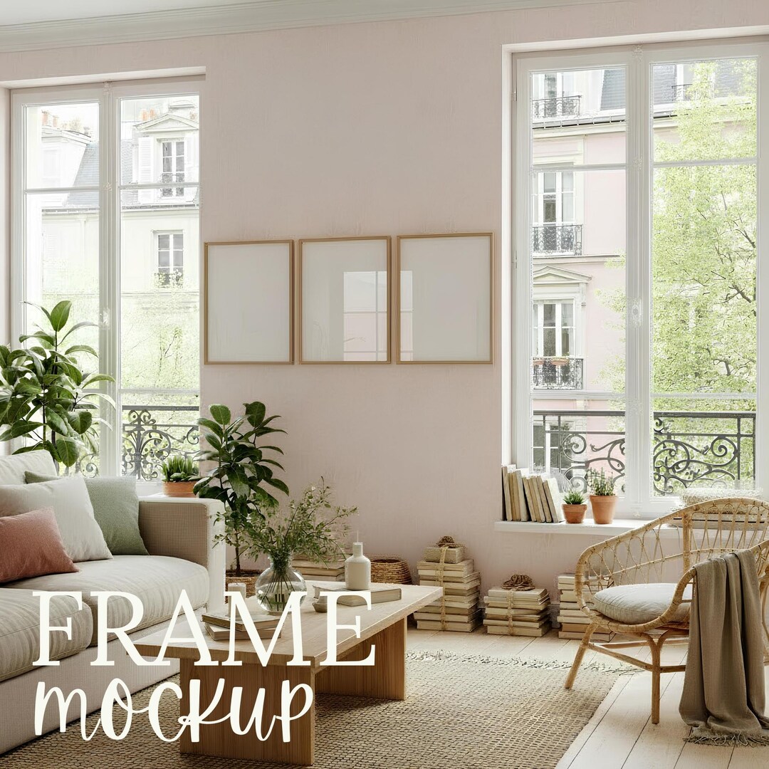 3x4 Three Frame Mockups : Home Interior Scene, 3-frame Layout (PSD ...