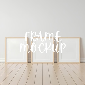 Wood Frame Mockup set of 3, Vertical wood frame mockup, Simple Frame Template, Modern Digital Mockup, Portrait frame PSD, Wooden mockup