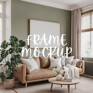 Horizontal Frame Mockup, Wood Frame PSD for Prints and Artwork, Smart Object Interior Poster, Digital Frame Mockup Template, Photoshop