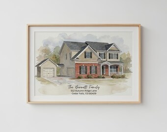 Custom Watercolor House Portrait :  Personalized House Painting, Housewarming Gift, Our First Home Sign ( DIGITAL DOWNLOAD )