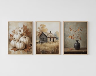 Ensemble d'art mural galerie d'automne : Moody Cottagecore Prints (téléchargement numérique, lot de 3