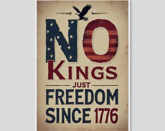 No Kings In America Protest Sign: Anti-Trump Rally Poster (Digital Download)