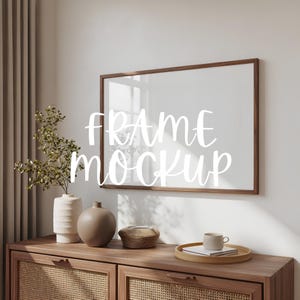 Horizontal Frame Mockup: Minimalist Single Framed Template, Smart Object (JPG & PSD Digital Download)