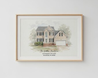 Custom House Portrait : Watercolor House Painting, Housewarming Gift, Our First Home Sign ( DIGITAL DOWNLOAD )