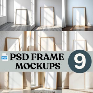 Frame Mockup Set of 9: Minimalistic Frame Template Collection ( JPG & PSD Digital Download )