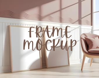 A4 Double Frame Mockup: Scandinavian Style, Modern Interior (PSD)
